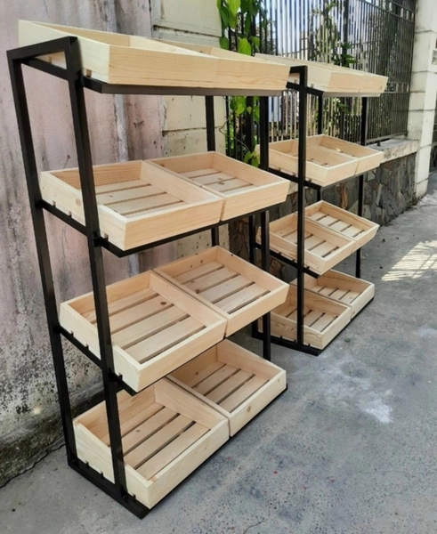 bố trí kệ gỗ hoa